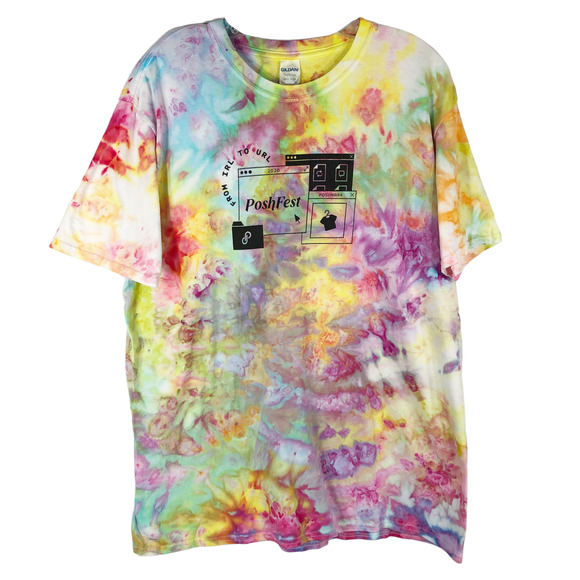 Posh Pretty XL Top Handmade Tie Dye Posh Pretty Poshmark‎ Tee Short Sleeve 1468 - Picture 1 of 10
